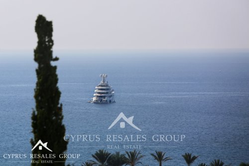 Superyacht RoMEA at anchor in Paphos.